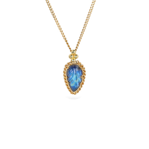 Tiny Leaf Moonstone Necklace