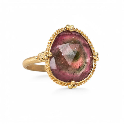 18k Gold Watermelon Tourmaline ring