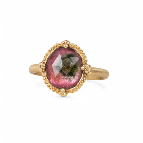 18k Gold Watermelon Tourmaline ring