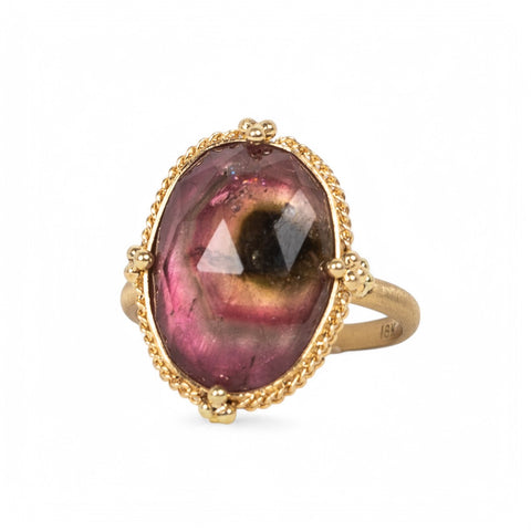 18k Gold Watermelon Tourmaline ring