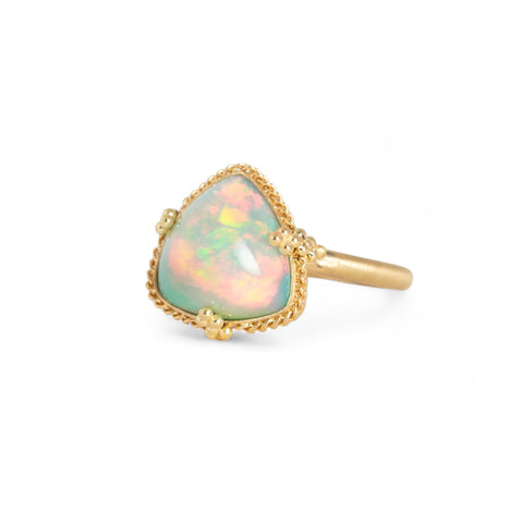 Ethiopian opal ring side view