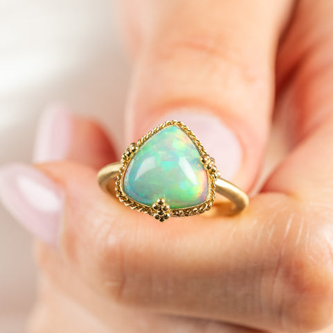 Triangular Ethiopian Opal Ring