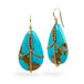Draped Turquoise earrings adorned with champagne diamonds.