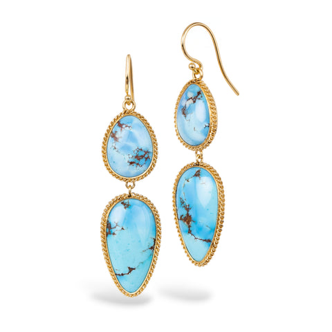 Turquoise drop earrings on white