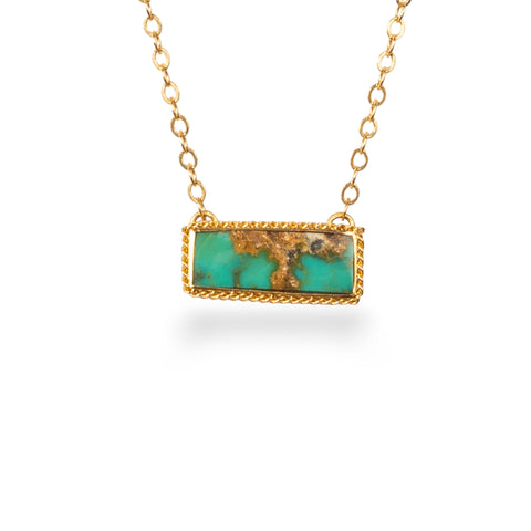 Turquoise necklace on a white background