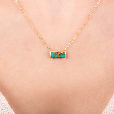 Turquoise necklace on a model
