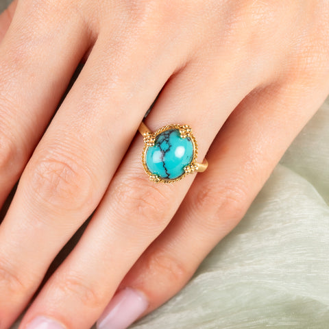 Turquoise ring on model