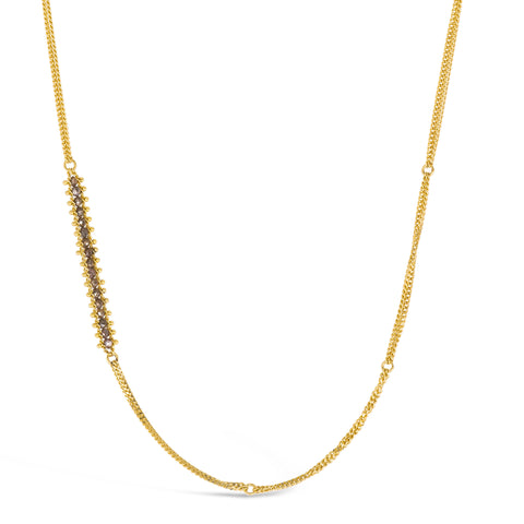 Asymmetrical Woven Station Necklace in Champagne Diamond