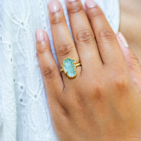 JeenMata 1.10 carat Round Light Blue Created Aquamarine 7 Stone Vintage Engagement  Ring in 18k Rose Gold over Silver - Walmart.com