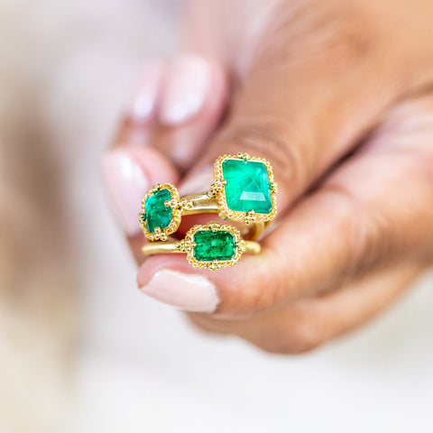 Petite Faceted Emerald Ring