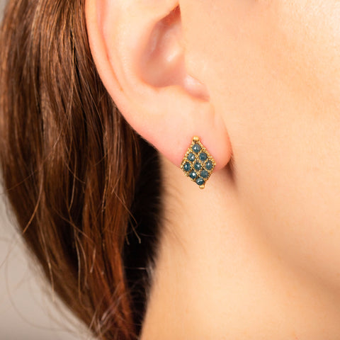 Petite Woven Lattice Earrings in Blue Diamond