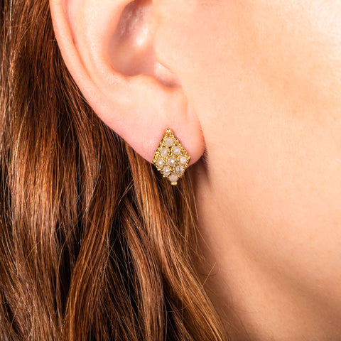 Petite Woven Lattice Earrings in Grey Diamond