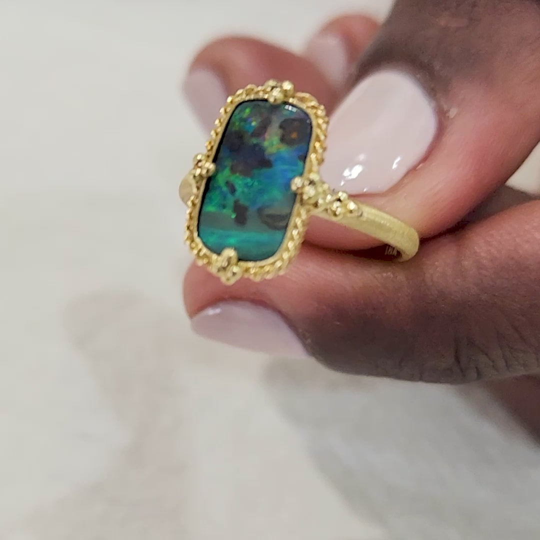 18k Gold Boulder Opal ring 