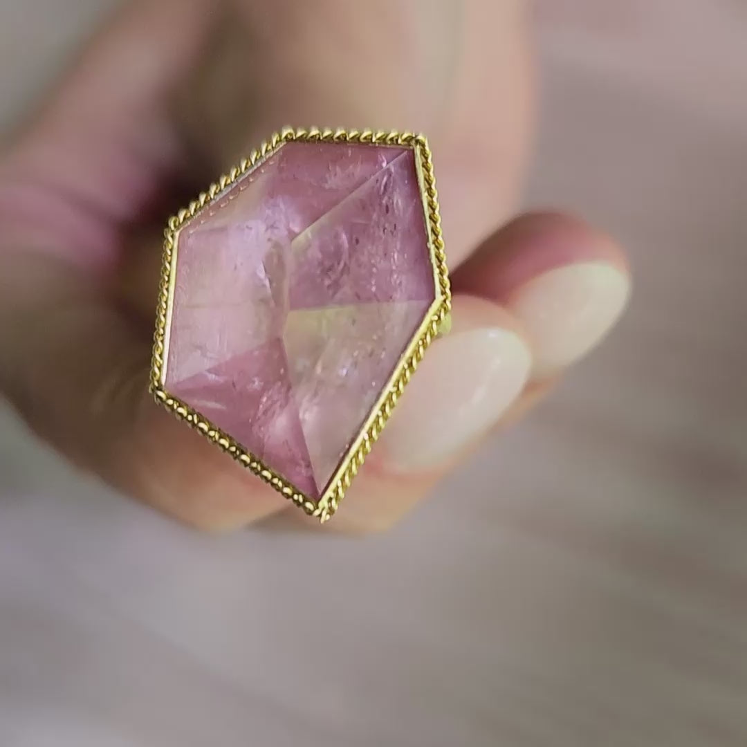 Pink Tourmaline and 18k Gold Ring