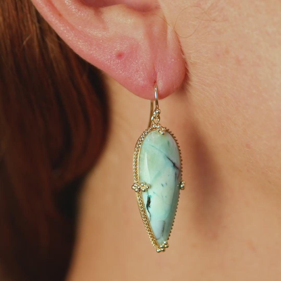 blue opal petrified wood earring video