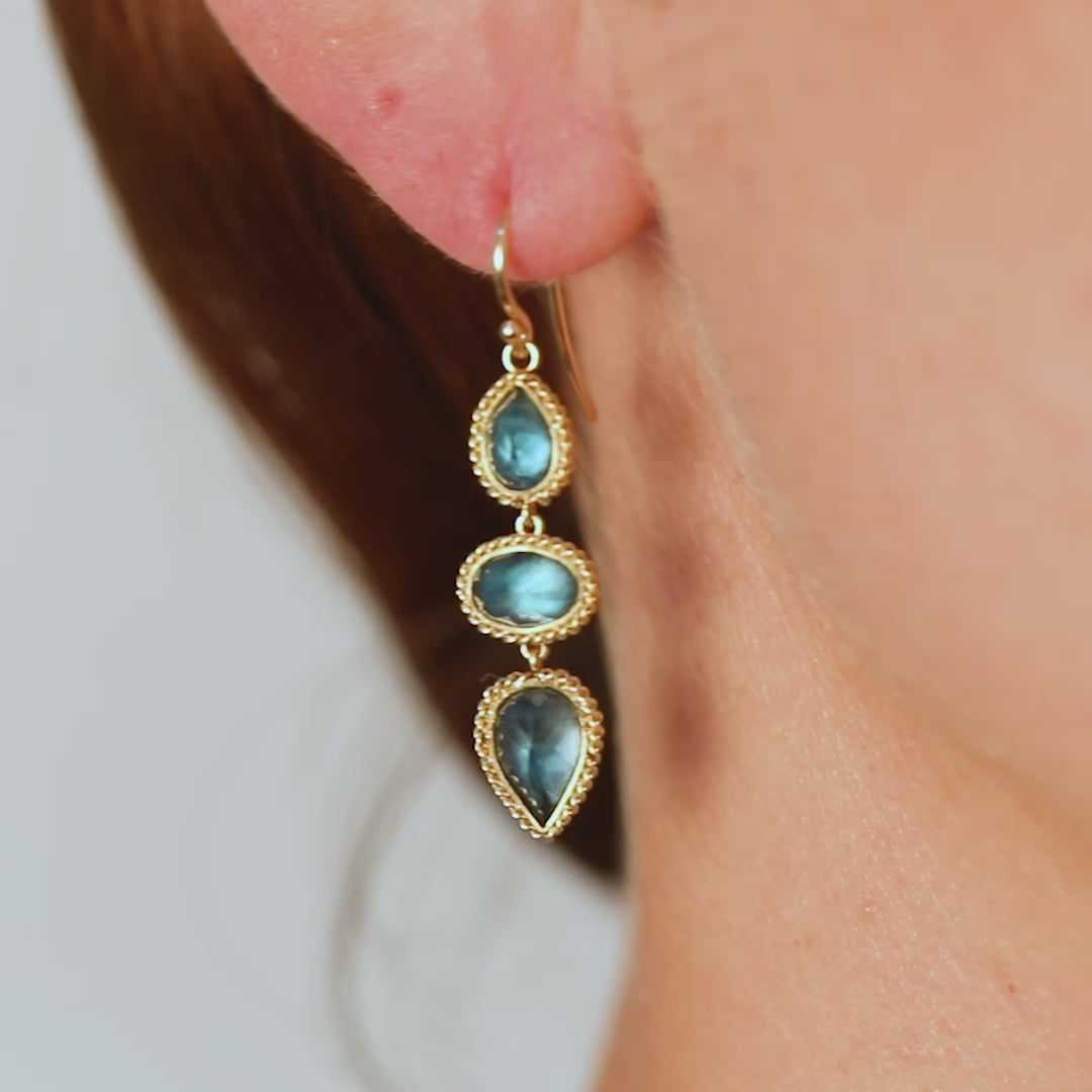 london blue topaz trio earring video