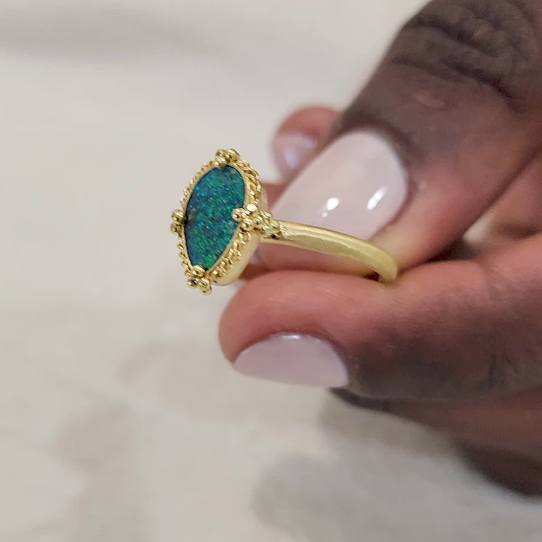 18k Gold Boulder Opal ring