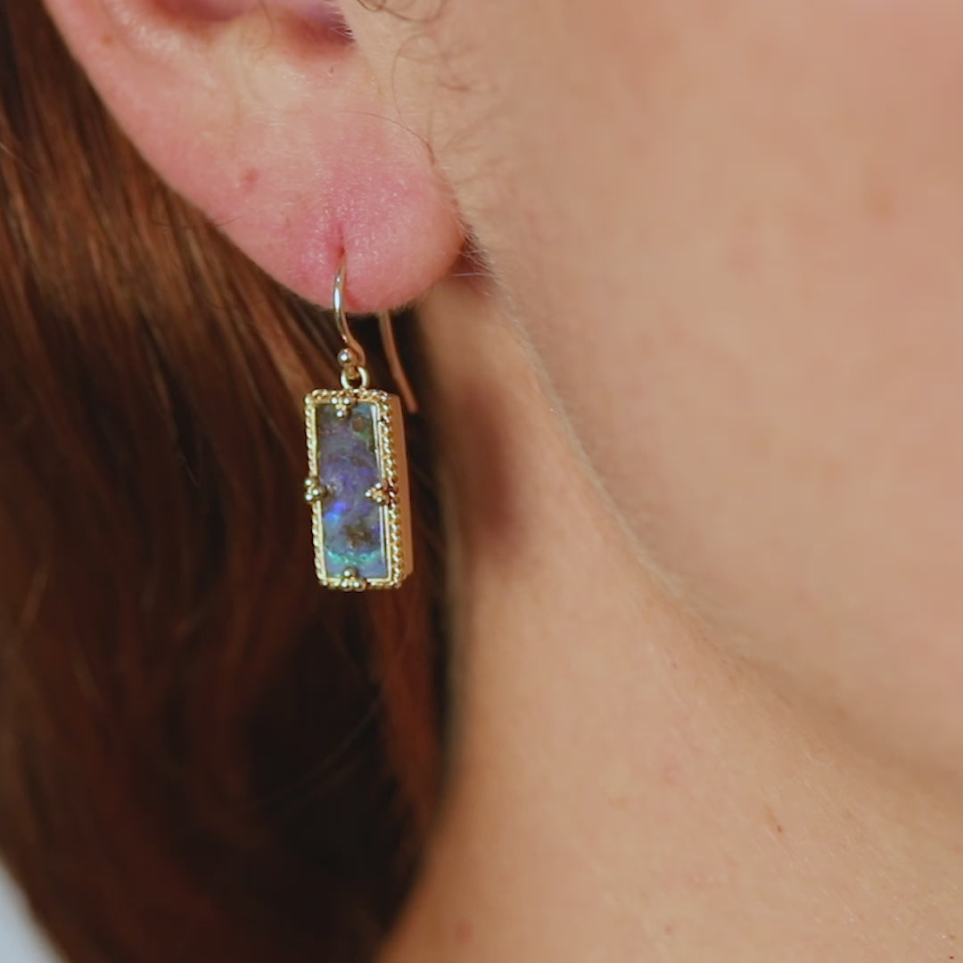 rectangular boulder opal earring video