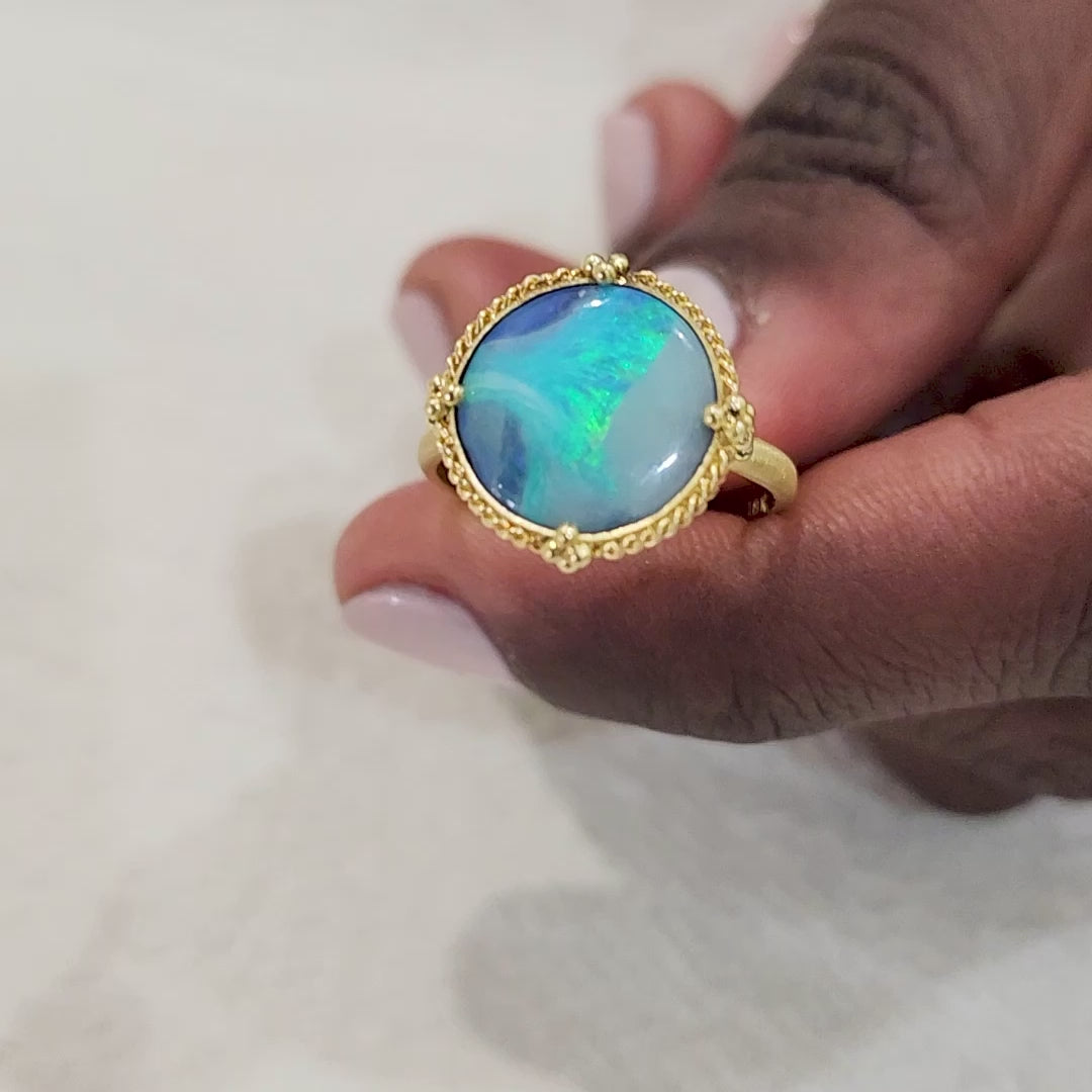 18k Gold Boulder Opal ring