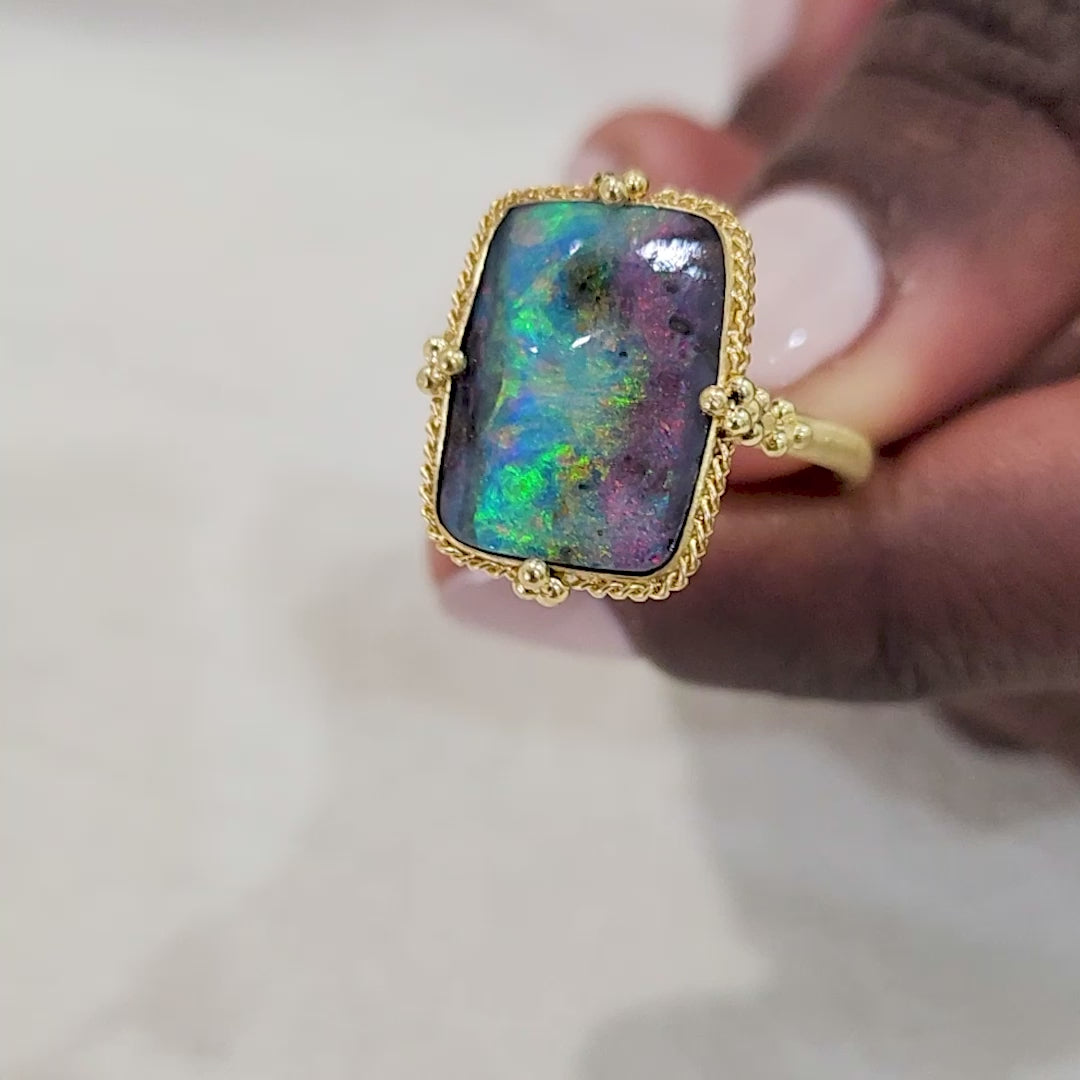 18k Gold Boulder Opal ring