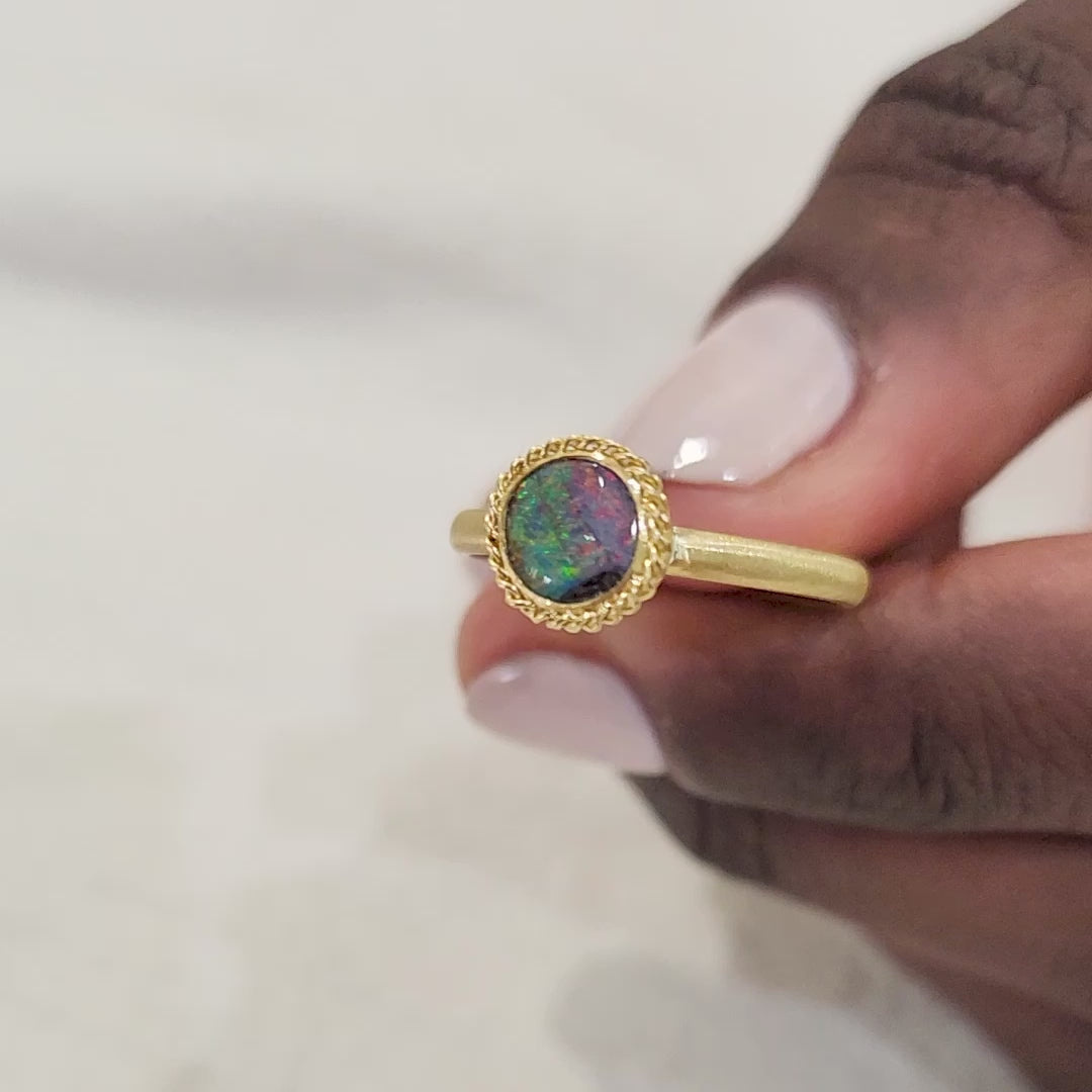 18k Gold Boulder Opal ring