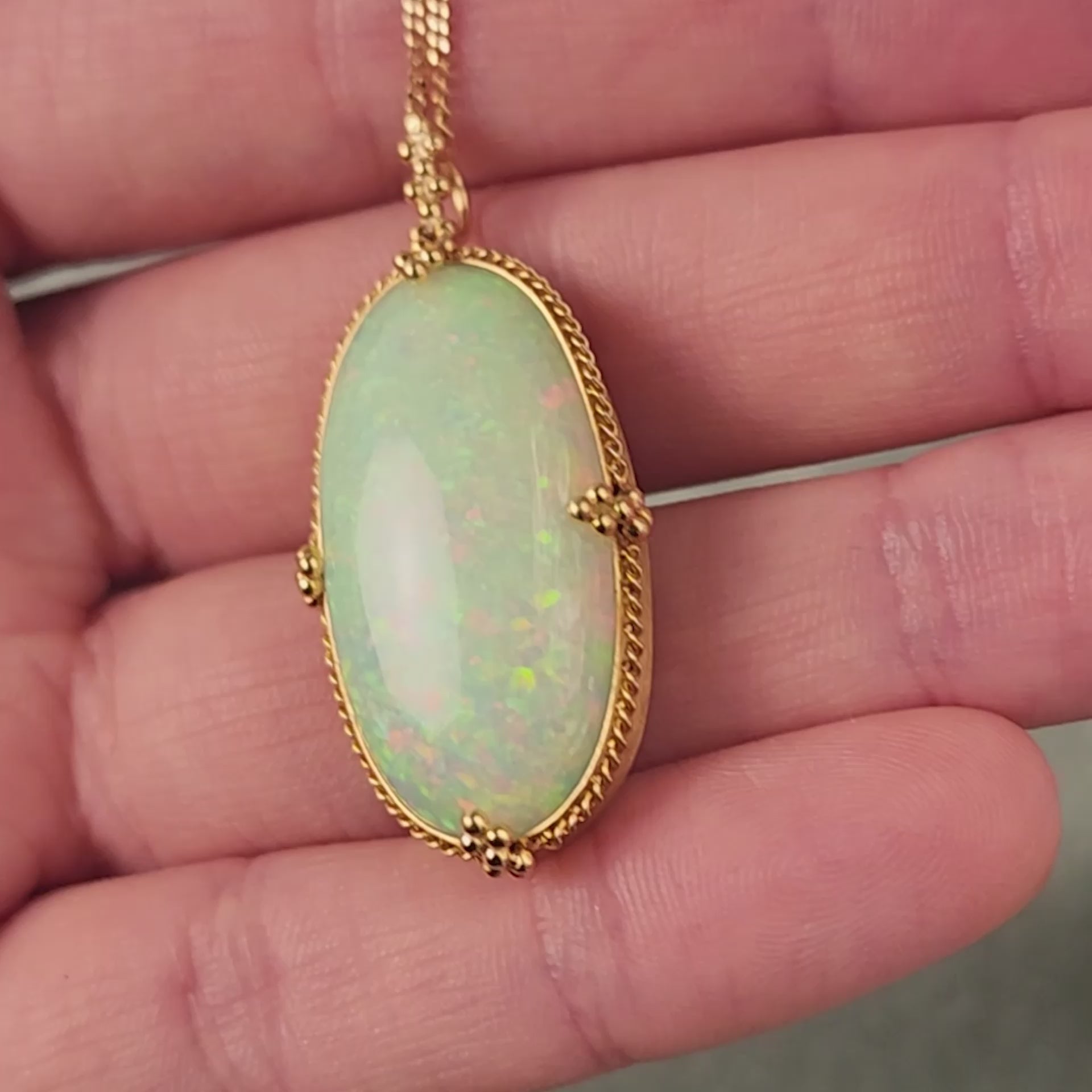 18K Gold Opal necklace AAA Grade Crystals 