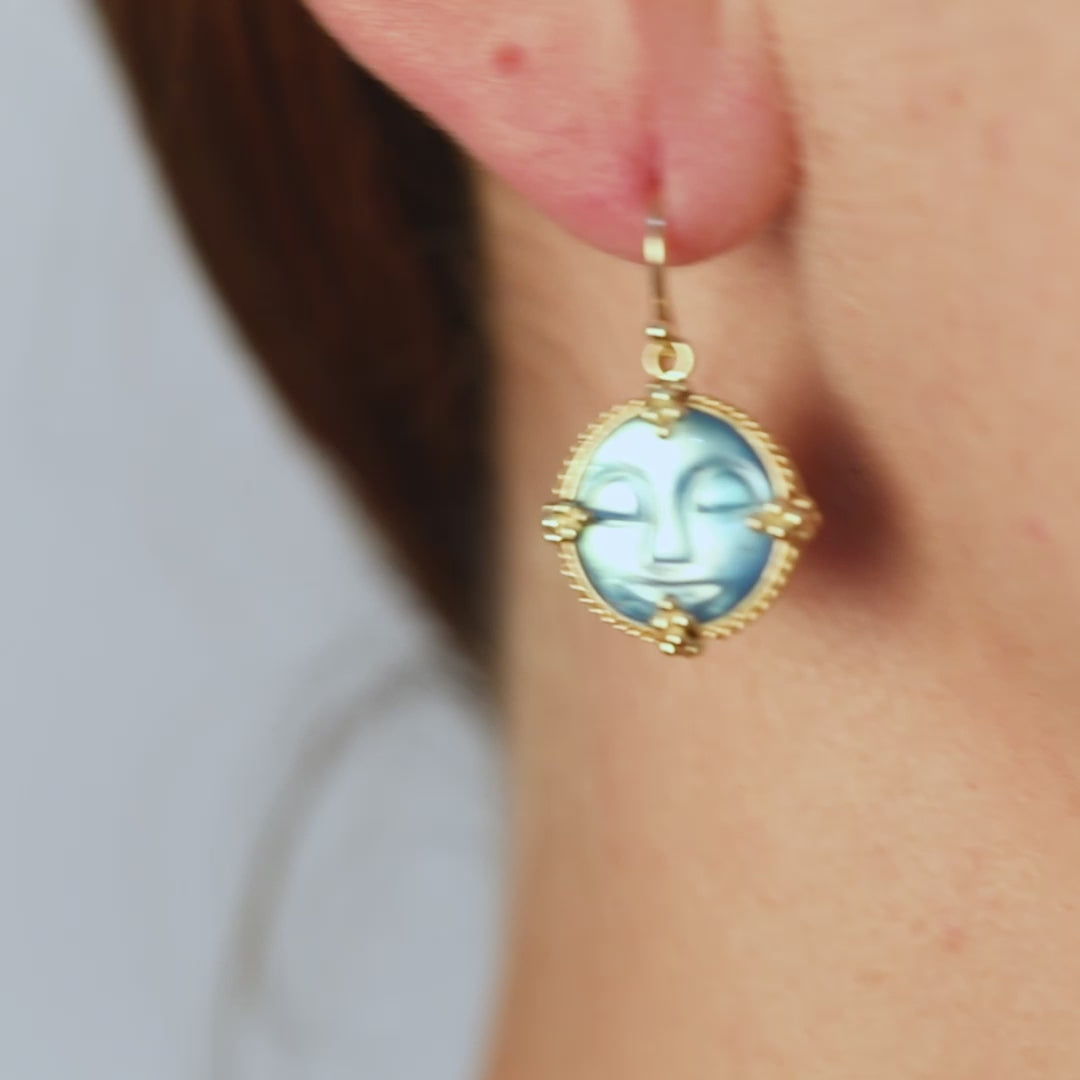 Carved moon face earrings video