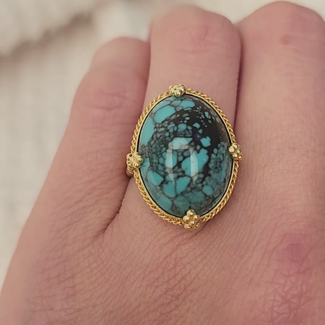 Turquoise and gold ring video