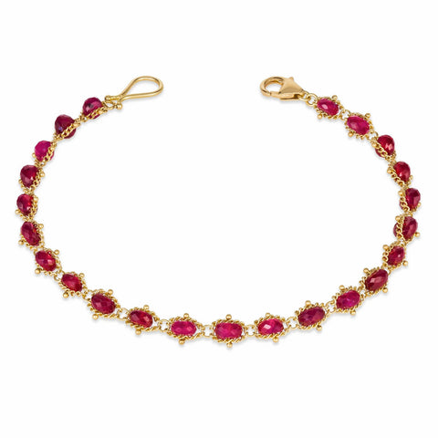 Three Strand Gemstone Dangle Bracelet - Ruby – Dandelion Jewelry