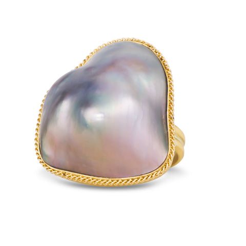 Abstract Mabe Pearl Ring