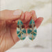 Draped Petrified Wood Blue Opal Earrings