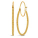 A pair of medium sized diamond cut chain hoops are crafted in 18k yellow gold and have a glittering stardust effect.