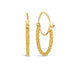 A pair of diamond cut chain hoop earrings are crafted in 18k yellow gold and have a stardust like shimmering effect.