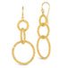 This pair of earrings features three graduated interlocking circles crafted with 18k yellow gold chain to create a stardust like effect.