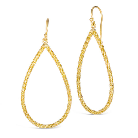 14Kt Yellow Gold Long Open Shape Drop Leverback Hinged Hoop Pierced Earrings  | Jewelers in Rochester, NY