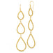 This pair of earrings is crafted in 18k yellow gold and features three dangling teardrops crafted with chain to create a stardust-like effect.